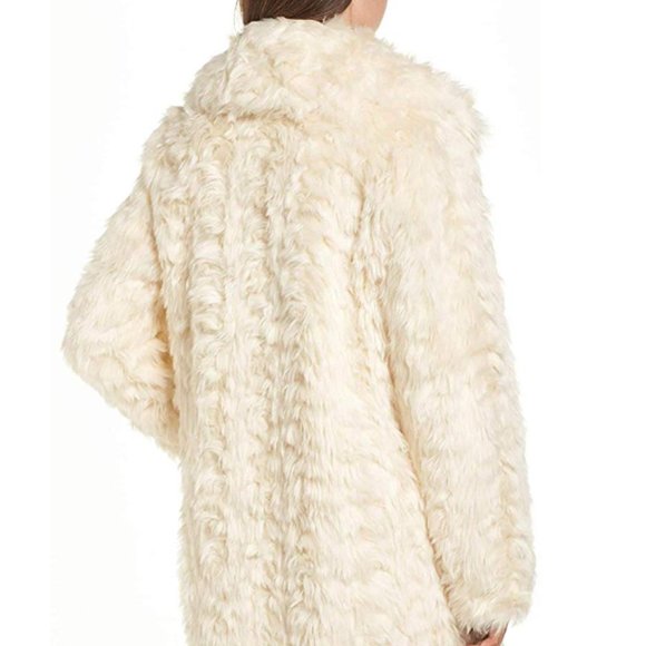 Kendall & Kylie Faux Fur Shawl Collar Coat Ivory - Picture 5 of 8